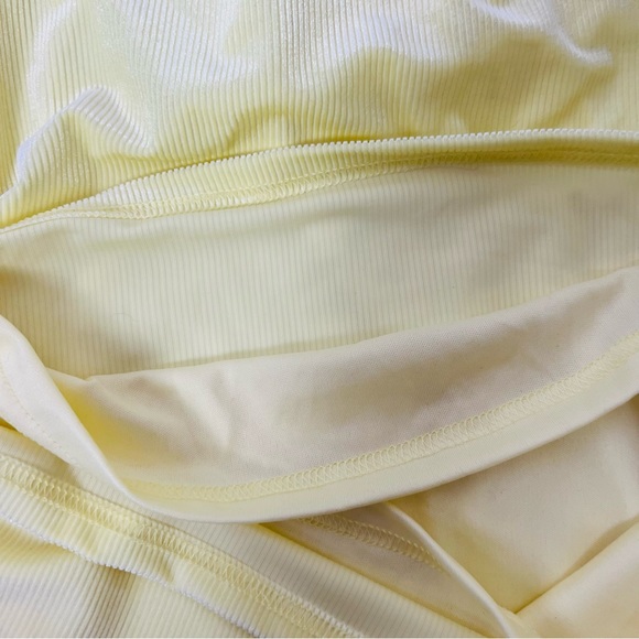 Yellow Velvet & Vinyl White Buckle Cut Out Cowl Bodycon Strapless Mini Dress - Picture 11 of 11